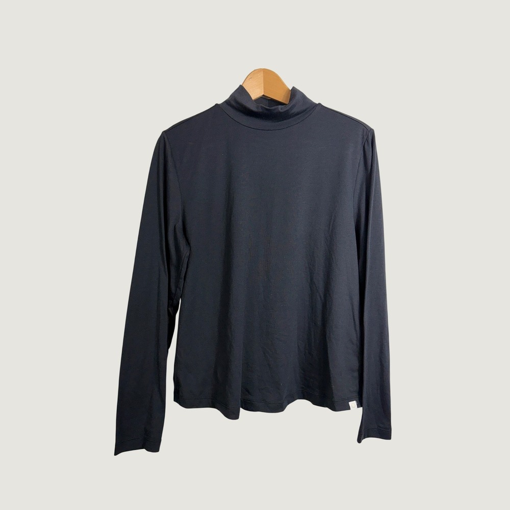 Ministry of Supply Shirt Gray Composite Merino Mock Neck Long Sleeve Tee